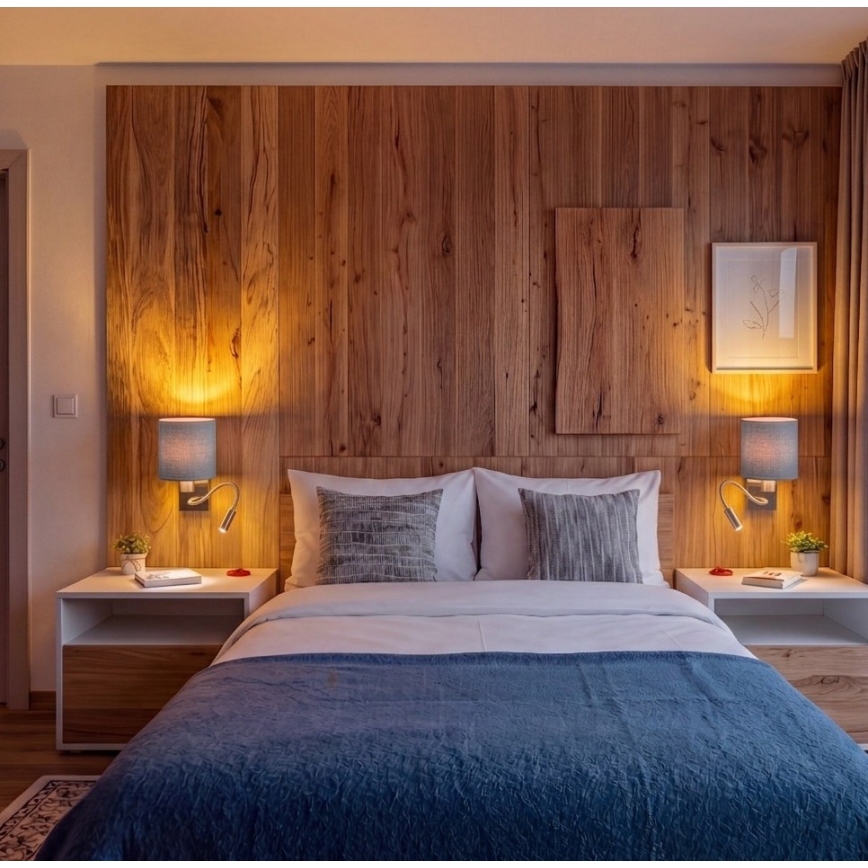 Brilagi - Flexibele LED-wandlamp NUBILA 1xE27/25W/230V + LED/3W messing/lichtgrijs