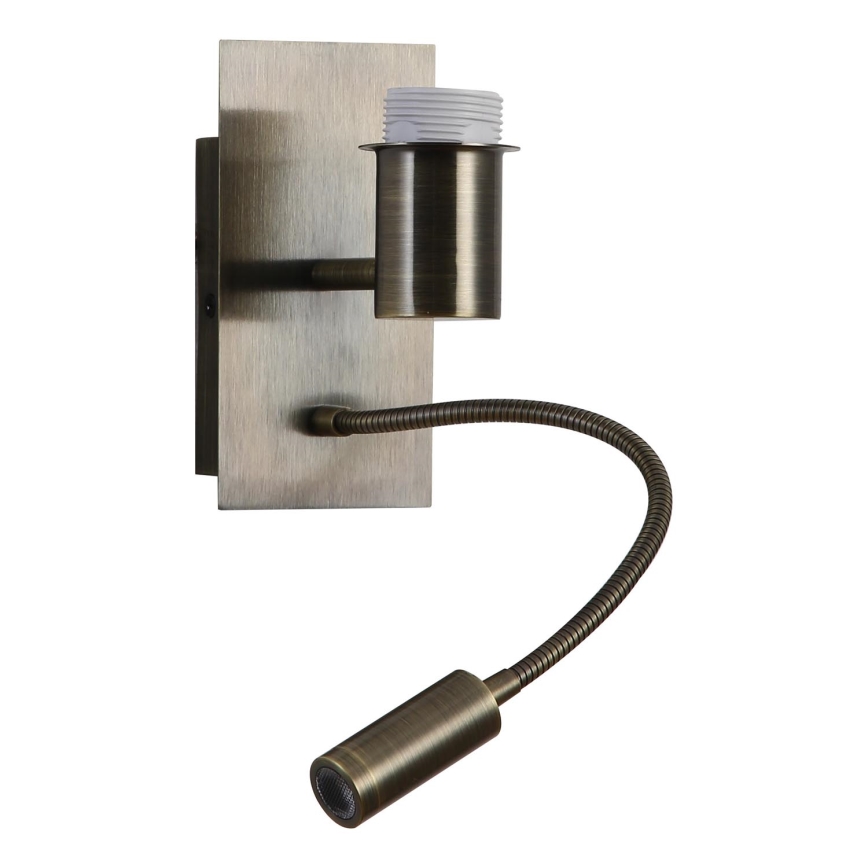 Brilagi - Flexibele LED-wandlamp NUBILA 1xE27/25W/230V + LED/3W messing/lichtgrijs