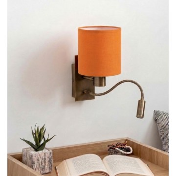 Brilagi - LED flexibele wandlamp NUBILA 1xE27/25W/230V + LED/3W messing/oranje