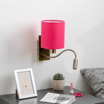 Brilagi - LED Flexibele wandlamp NUBILA 1xE27/25W/230V + LED/3W messing/roze