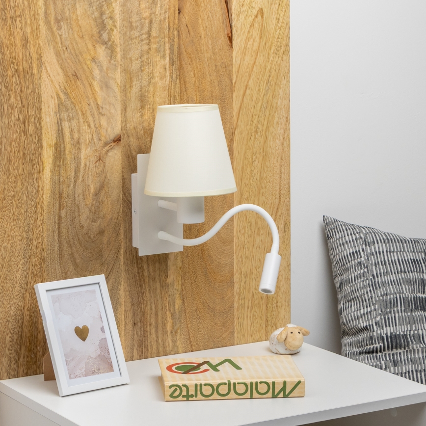 Brilagi - LED Flexibele wandlamp NUBILA 1xE27/25W/230V + LED/3W wit/crème