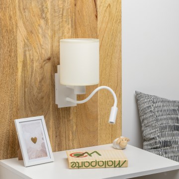 Brilagi - LED Flexibele wandlamp NUBILA 1xE27/25W/230V + LED/3W wit/crème