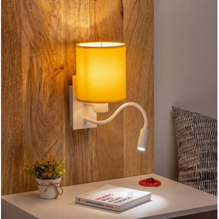 Brilagi - LED flexibele wandlamp NUBILA 1xE27/25W/230V + LED/3W wit/warmwit