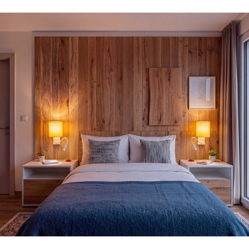 Brilagi - LED flexibele wandlamp NUBILA 1xE27/25W/230V + LED/3W wit/warmwit