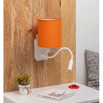 Brilagi - LED flexibele wandlamp NUBILA 1xE27/25W/230V + LED/3W wit/oranje