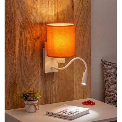 Brilagi - LED flexibele wandlamp NUBILA 1xE27/25W/230V + LED/3W wit/oranje