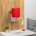 Brilagi - LED Flexibele wandlamp NUBILA 1xE27/25W/230V + LED/3W wit/rood