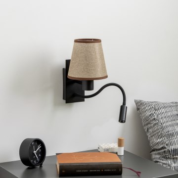 Brilagi - LED Flexibele wandlamp NUBILA 1xE27/25W/230V + LED/3W zwart/bruin