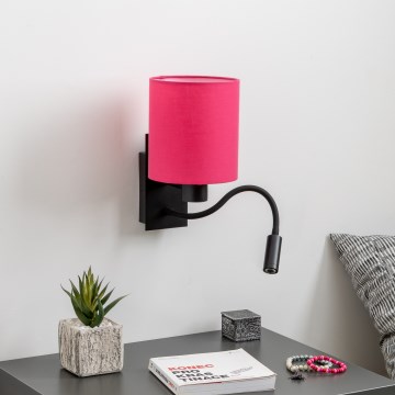 Brilagi - LED Flexibele wandlamp NUBILA 1xE27/25W/230V + LED/3W zwart/roze