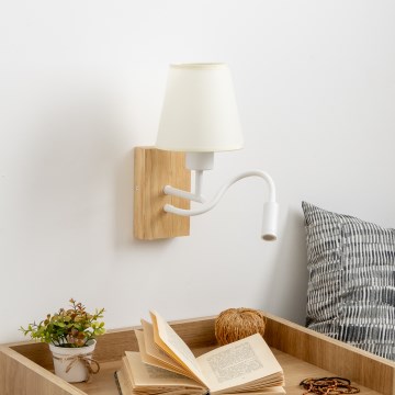 Brilagi - LED Flexibele wandlamp NUBILA WOOD 1xE27/25W/230V + LED/3W eiken/crème