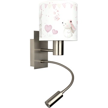 Brilagi - LED flexibele wandlamp voor kinderen BOBO 1xE27/25W/230V + LED/3W mat chroom/crème/konijntjes