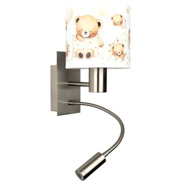 Brilagi - LED flexibele wandlamp voor kinderen BOBO 1xE27/25W/230V + LED/3W mat chroom/wit/beertjes