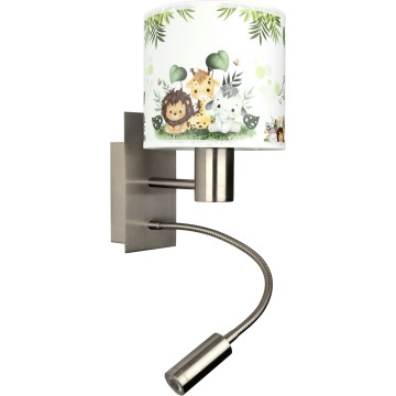 Brilagi - LED flexibele wandlamp voor kinderen BOBO 1xE27/25W/230V + LED/3W mat chroom/wit/groen/jungle