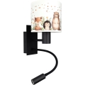 Brilagi - LED flexibele wandlamp voor kinderen BOBO 1xE27/25W/230V + LED/3W zwart/wit/dierenmotief