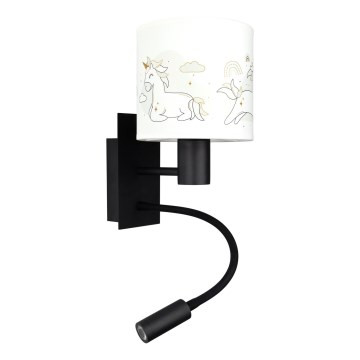 Brilagi - LED flexibele wandlamp voor kinderen BOBO 1xE27/25W/230V + LED/3W zwart/wit/eenhoorns