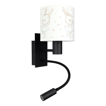 Brilagi - LED flexibele wandlamp voor kinderen BOBO 1xE27/25W/230V + LED/3W zwart/wit/konijntjes