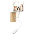 Brilagi - LED flexibele wandlamp voor kinderen BOBO WOOD 1xE27/25W/230V + LED/3W eik/wit/diertjes