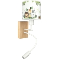 Brilagi - LED flexibele wandlamp voor kinderen BOBO WOOD 1xE27/25W/230V + LED/3W eik/wit/groen/jungle
