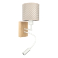 Brilagi - LED flexibele wandlamp voor kinderen BOBO WOOD 1xE27/25W/230V + LED/3W eiken/wit/beige/stippen
