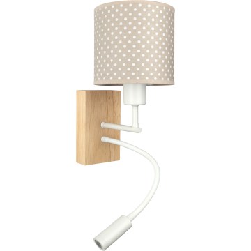 Brilagi - LED flexibele wandlamp voor kinderen BOBO WOOD 1xE27/25W/230V + LED/3W eiken/wit/beige/stippen