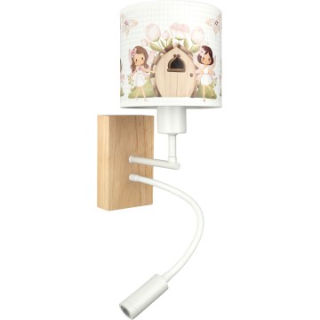 Brilagi - LED flexibele wandlamp voor kinderen BOBO WOOD 1xE27/25W/230V + LED/3W eiken/wit/roze/feeën