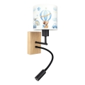 Brilagi - LED flexibele wandlamp voor kinderen BOBO WOOD 1xE27/25W/230V + LED/3W eiken/zwart/wit/blauw/beertjes