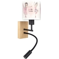 Brilagi - LED flexibele wandlamp voor kinderen BOBO WOOD 1xE27/25W/230V + LED/3W eiken/zwart/wit/roze/balletschoentjes