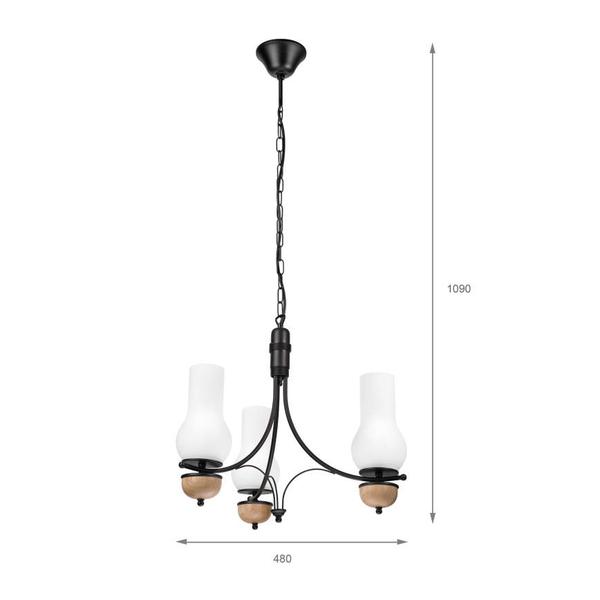 Brilagi - LED Hanglamp aan een ketting COTTAGE 3xE14/40W/230V beuken/wit