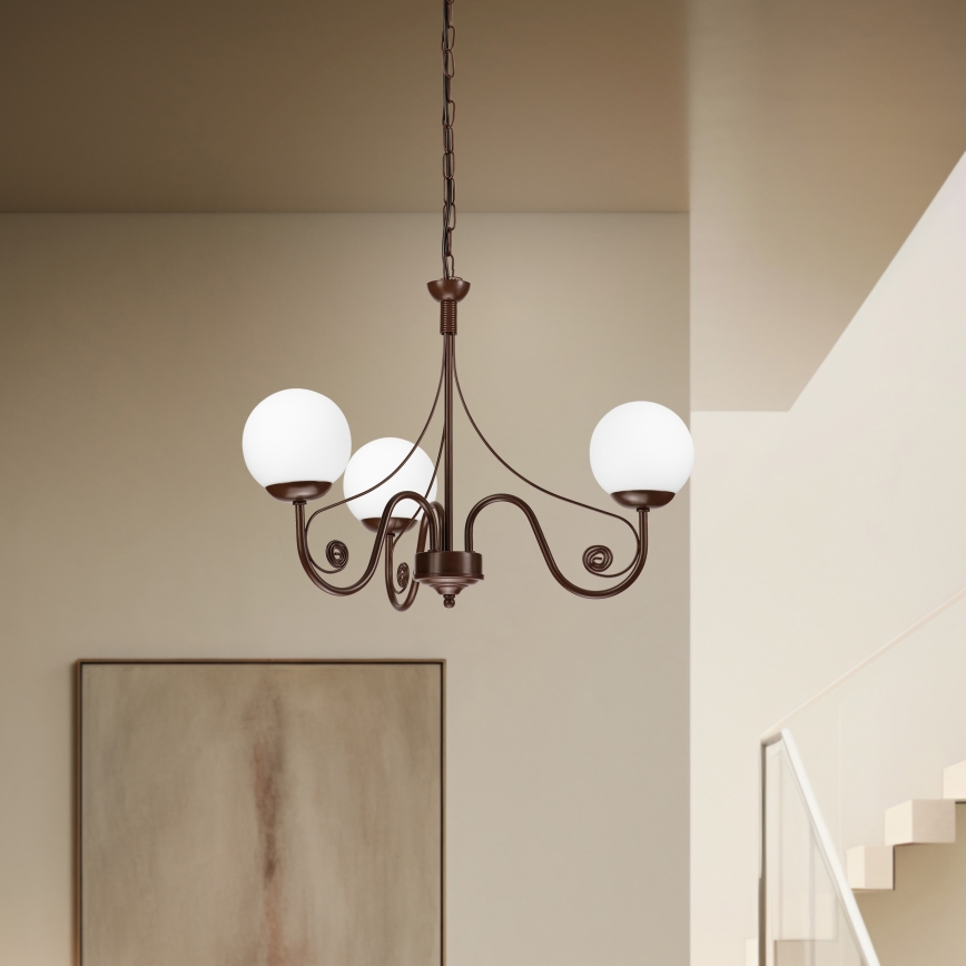 Brilagi - LED Hanglamp aan een ketting COTTAGE 3xG9/40W/230V bruin/wit