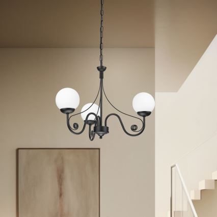 Brilagi - LED Hanglamp aan een ketting COTTAGE 3xG9/40W/230V zwart/wit