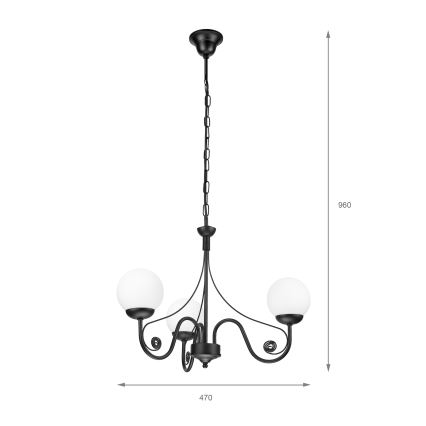 Brilagi - LED Hanglamp aan een ketting COTTAGE 3xG9/40W/230V zwart/wit