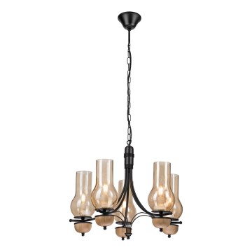 Brilagi - LED Hanglamp aan een ketting COTTAGE 5xE14/40W/230V beuken/bruin