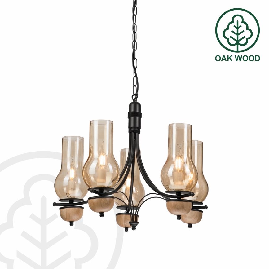 Brilagi - LED Hanglamp aan een ketting COTTAGE 5xE14/40W/230V beuken/bruin