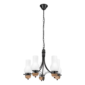 Brilagi - LED Hanglamp aan een ketting COTTAGE 5xE14/40W/230V beuken/wit