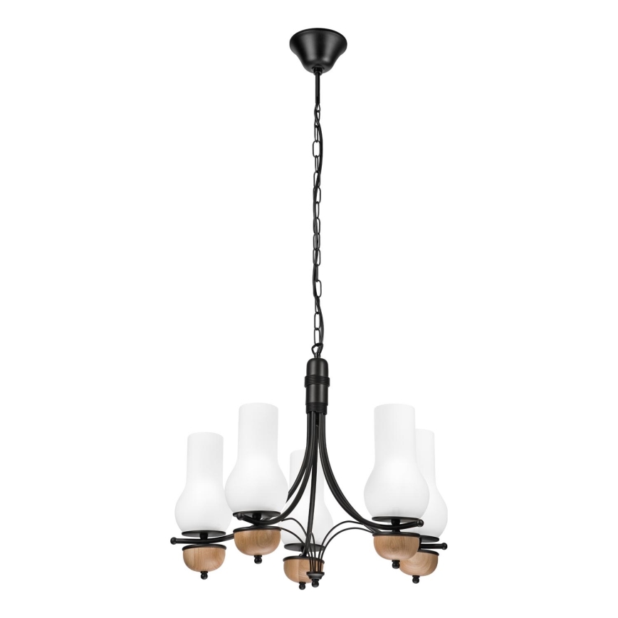 Brilagi - LED Hanglamp aan een ketting COTTAGE 5xE14/40W/230V beuken/wit