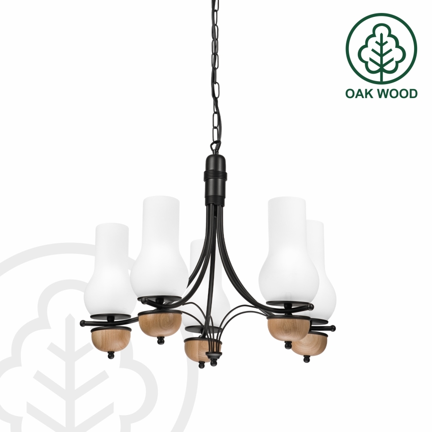 Brilagi - LED Hanglamp aan een ketting COTTAGE 5xE14/40W/230V beuken/wit