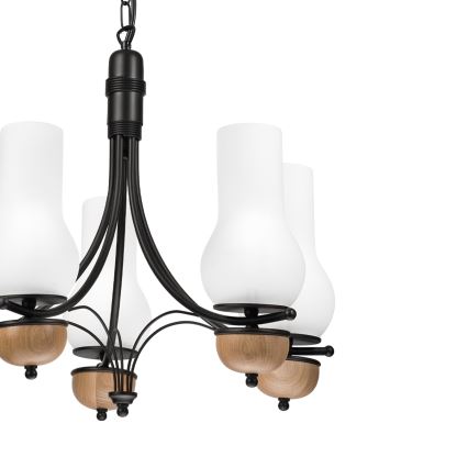 Brilagi - LED Hanglamp aan een ketting COTTAGE 5xE14/40W/230V beuken/wit