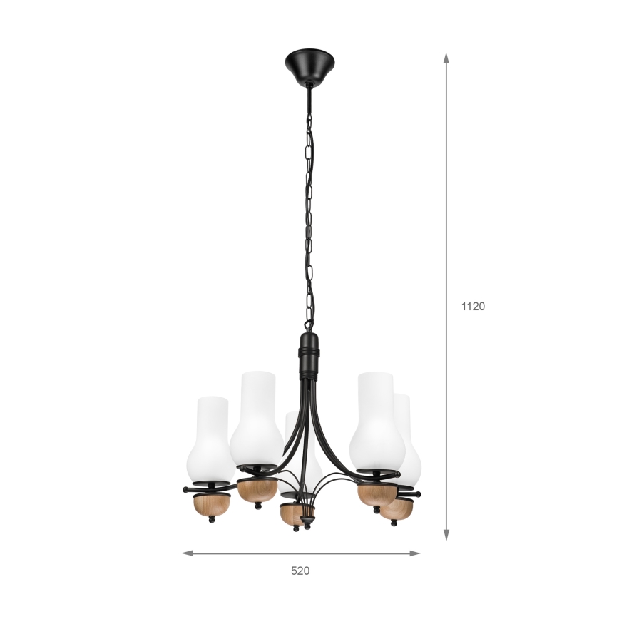 Brilagi - LED Hanglamp aan een ketting COTTAGE 5xE14/40W/230V beuken/wit