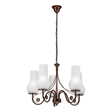 Brilagi - LED Hanglamp aan een ketting COTTAGE 5xE14/40W/230V bruin/wit