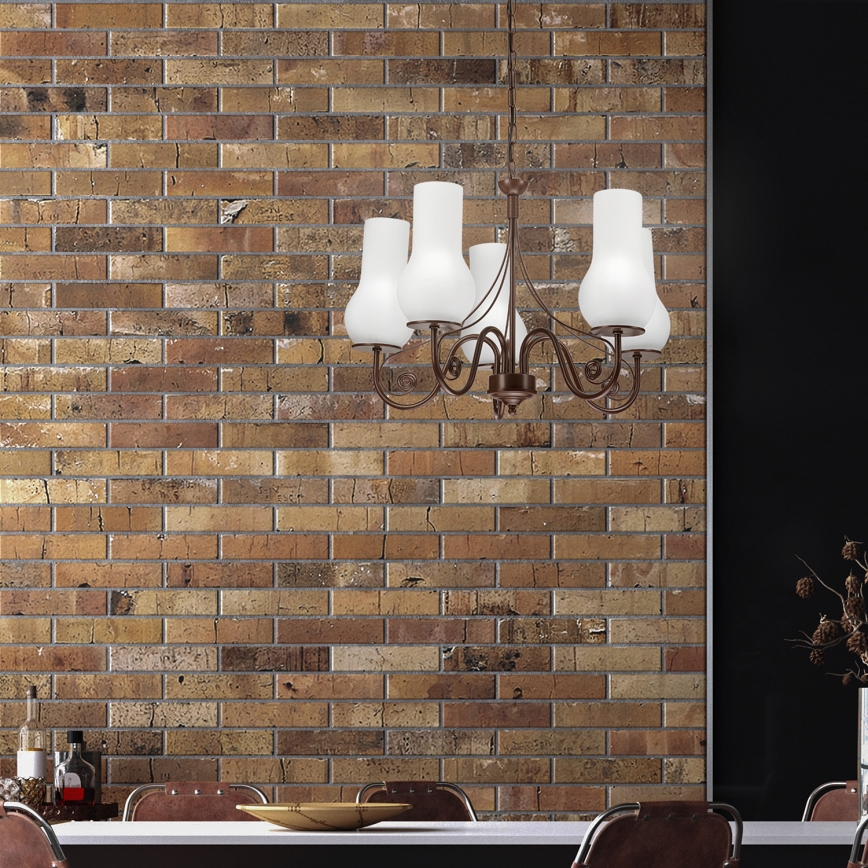 Brilagi - LED Hanglamp aan een ketting COTTAGE 5xE14/40W/230V bruin/wit