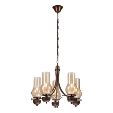 Brilagi - LED Hanglamp aan een ketting COTTAGE 5xE14/40W/230V eiken/bruin