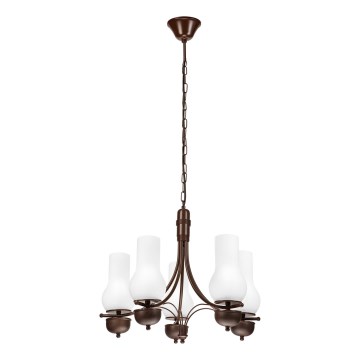 Brilagi - LED Hanglamp aan een ketting COTTAGE 5xE14/40W/230V eiken/wit