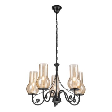 Brilagi - LED Hanglamp aan een ketting COTTAGE 5xE14/40W/230V zwart/bruin