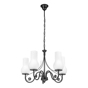 Brilagi - LED Hanglamp aan een ketting COTTAGE 5xE14/40W/230V zwart/wit