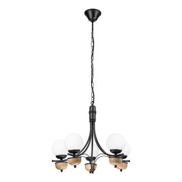 Brilagi - LED Hanglamp aan een ketting COTTAGE 5xG9/40W/230V beuken/wit