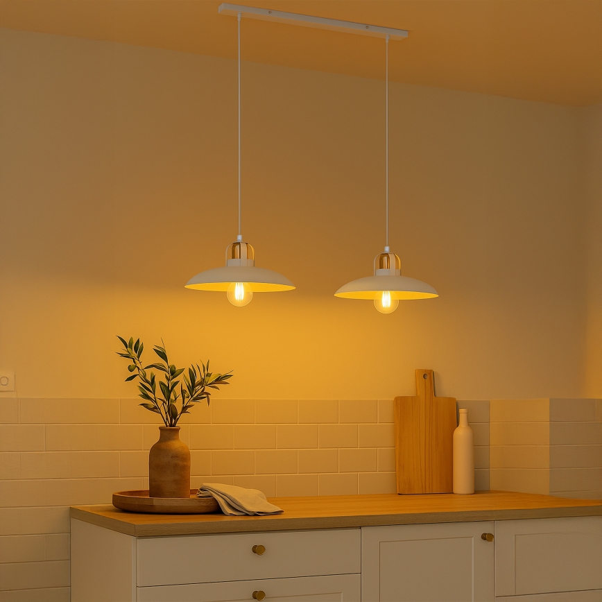 Brilagi - LED Hanglamp aan een koord FLAMENGO 2xE27/60W/230V wit