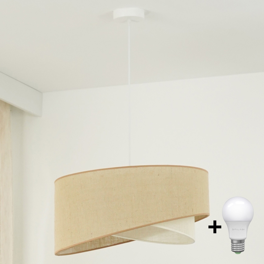 Brilagi - LED Hanglamp aan een koord LYRA 1xE27/15W/230V beige/crème