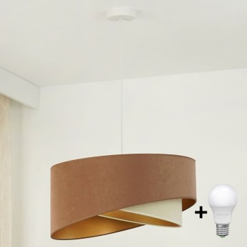 Brilagi - LED Hanglamp aan een koord LYRA 1xE27/15W/230V bruin/crème/goud