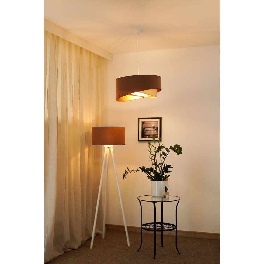 Brilagi - LED Hanglamp aan een koord LYRA 1xE27/15W/230V bruin/crème/goud