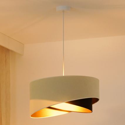 Brilagi - LED Hanglamp aan een koord LYRA 1xE27/15W/230V crème/zwart/goud